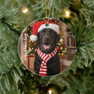 Feestelijke Zwarte Labrador Gelukkige Howlidays Ke Keramisch Ornament