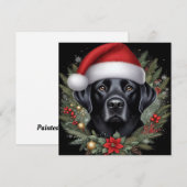 Feestelijke Zwarte Labrador met Kerstman Hoed Feestdagenkaart (Voorkant / Achterkant)