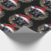 Feestelijke zwarte labrador met kerstmuts cadeaupapier (Hoek)