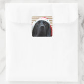 Feestelijke zwarte labrador vierkante sticker (Tas)
