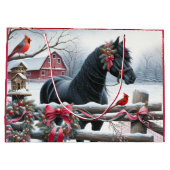 Feestelijke Zwarte Paard en Kardinaal Kerstmis Groot Cadeauzakje (Achterkant)