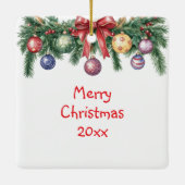 Feestelijke Zwarte Paard en Kardinaal Kerstmis Keramisch Ornament (Achterkant)