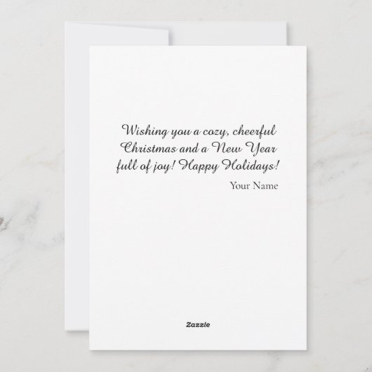 Feestelijke zwarte poedel in kerstman hoed Illustr Feestdagenkaart (Achterkant)