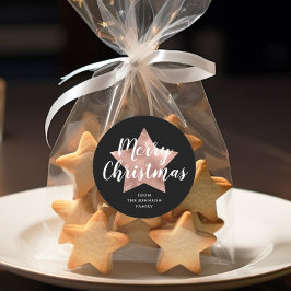 Feestelijke Zwarte Prettig Kerstfeest Ronde Sticker