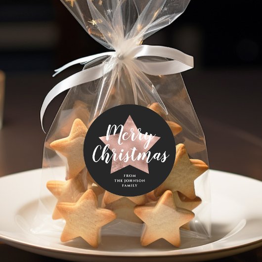 Feestelijke Zwarte Prettig Kerstfeest Ronde Sticker