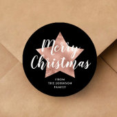 Feestelijke Zwarte Prettig Kerstfeest Ronde Sticker