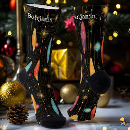 Feestelijke zwarte Sokken met een levendig sterren