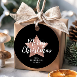 Feestelijke Zwarte Ster Vrolijk Kerstfeest Bedankjes Labels