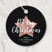 Feestelijke Zwarte Ster Vrolijk Kerstfeest Bedankjes Labels (Voorkant)