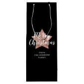 Feestelijke Zwarte Ster Vrolijk Kerstfeest Wijn Cadeautas (Achterkant)
