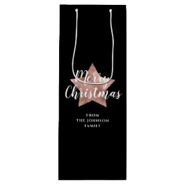 Feestelijke Zwarte Ster Vrolijk Kerstfeest Wijn Cadeautas