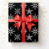 Feestelijke Zwarte Winter Sneeuwvlok Patroon Kerst Cadeaupapier