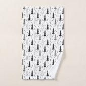 Feestelijke Zwarte Witte Doddle Kerst Pijnboom Bad Handdoek (Handdoek)