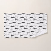 Feestelijke Zwarte Witte Doddle Kerst Pijnboom Bad Handdoek (Handdoek)