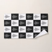 Feestelijke Zwarte Witte Kerstbomen Patroon Bad Handdoek (Handdoek)