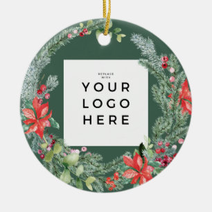 Feestelijkste Kerstkrans met Hulst en Uw Bedrijfsl Keramisch Ornament
