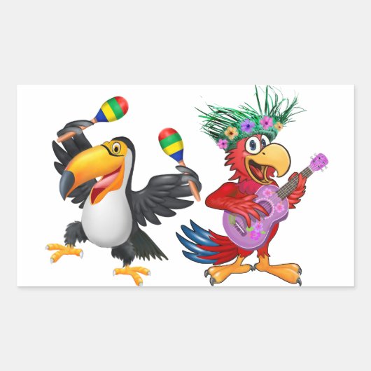 FEESTEN BIJ DE TIKI RECHTHOEKIGE STICKER (Voorkant)