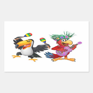 FEESTEN BIJ DE TIKI RECHTHOEKIGE STICKER