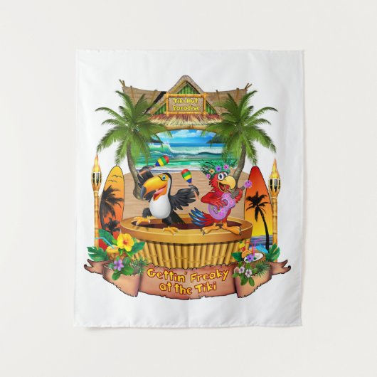 FEESTEN BIJ DE TIKI WANDKLEED (Voorkant)