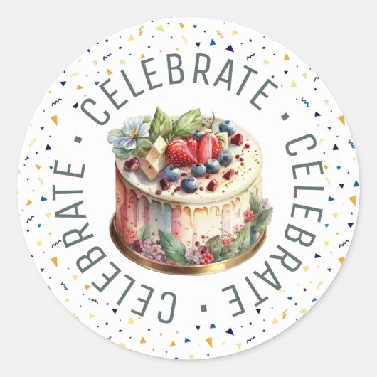 Feesten, Cakes en Confetti Ronde Stickers (Voorkant)