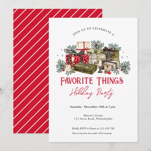 Feesten Favoriete Dingen Kaart (Voorkant / Achterkant)