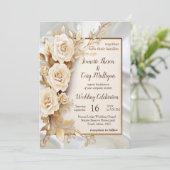 Feesten met witte bloemen en parels op zijde kaart (Staand voorkant)