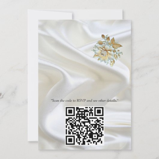 Feesten met witte bloemen en parels op zijde kaart (Achterkant)