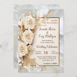 Feesten met witte bloemen en parels op zijde kaart