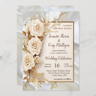 Feesten met witte bloemen en parels op zijde kaart