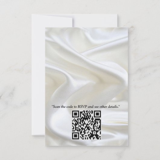 Feesten met witte bloemen en parels op zijde RSVP kaartje (Achterkant)