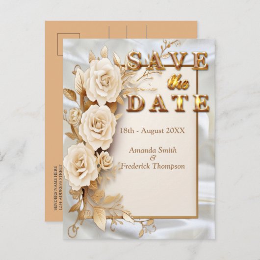 Feesten met Witte Bloemen rond zijde Aankondigingskaart (Voorkant / Achterkant)