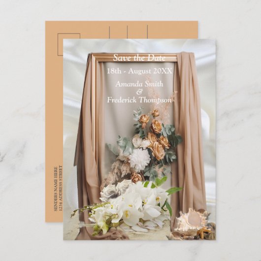 Feesten met Witte Bloemen rond zijde Aankondigingskaart (Voorkant / Achterkant)