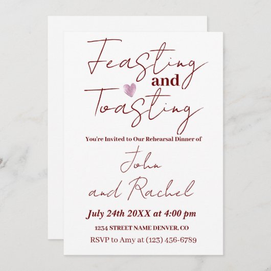 Feesten & Toasting repetitie diner minimalistisch Kaart (Voorkant / Achterkant)