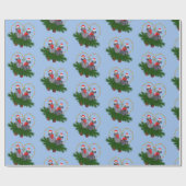 Feestend vederbollen Verpakkingspapier (blauw) Cadeaupapier (Vlak)