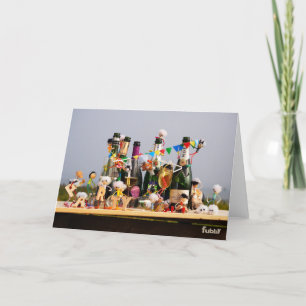 Feestende fubby's de van een feestje houden. bedankkaart