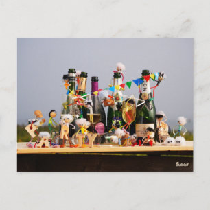 Feestende fubby's de van een feestje houden, gefel briefkaart