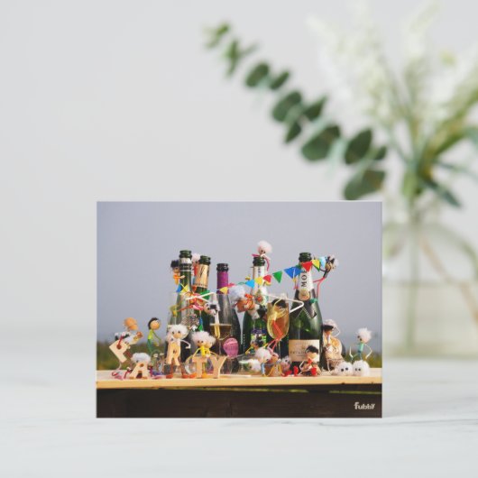 Feestende fubby's de van een feestje houden, gefel briefkaart (Staand voorkant)