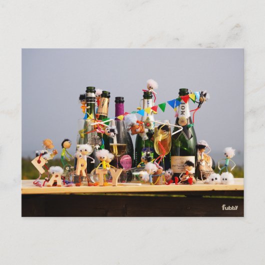 Feestende fubby's de van een feestje houden, gefel briefkaart (Voorkant)