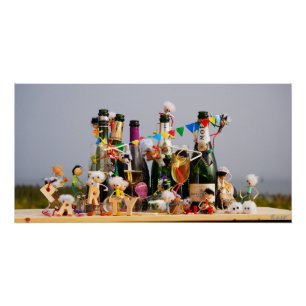 Feestende fubby's de van een feestje houden, gefel perfect poster