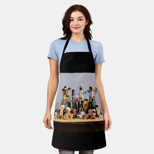 Feestende fubby's de van een feestje houden, gefel schort (Gedragen)