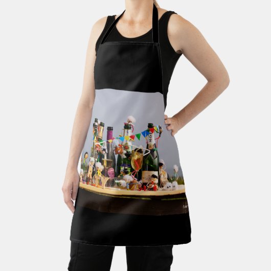 Feestende fubby's de van een feestje houden, gefel schort (Insitu)