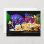 Feestende Fubby's met taart als tractatie. Briefkaart (Voorkant / Achterkant)