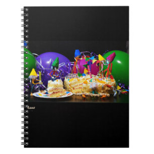 Feestende Fubby's met taart als tractatie. Notitieboek