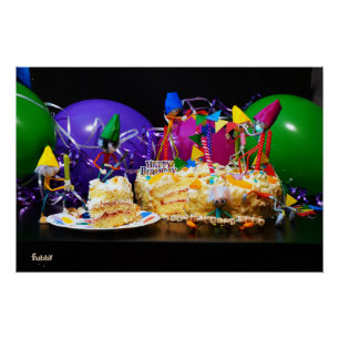 Feestende Fubby's met taart als tractatie. Perfect Poster