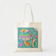 Feestende slakken met verjaardagstaart, canvas tas