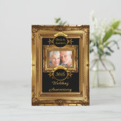 Feestfoto met gouden lijst 50ste verjaardag kaart (Staand voorkant)