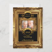 Feestfoto met gouden lijst 50ste verjaardag kaart (Voorkant)