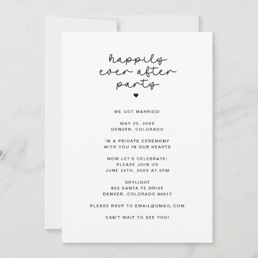 Feestfoto's van alleen de receptie van Happily Eve Kaart (Voorkant)