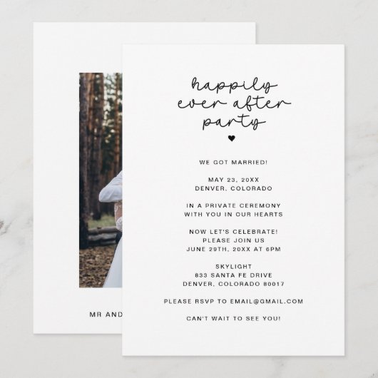 Feestfoto's van alleen de receptie van Happily Eve Kaart (Voorkant / Achterkant)