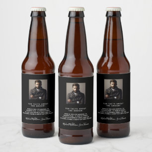 Feestfoto's voor vrijgezellenfeest met leuk weetje bier etiket